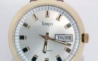 Gold Plated TEMPO Mens Drivers Automatic DAY DATE Watch
