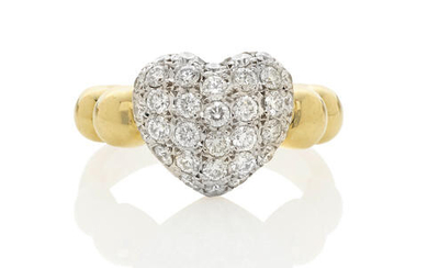 Gold and Diamond Puffed Heart Ring