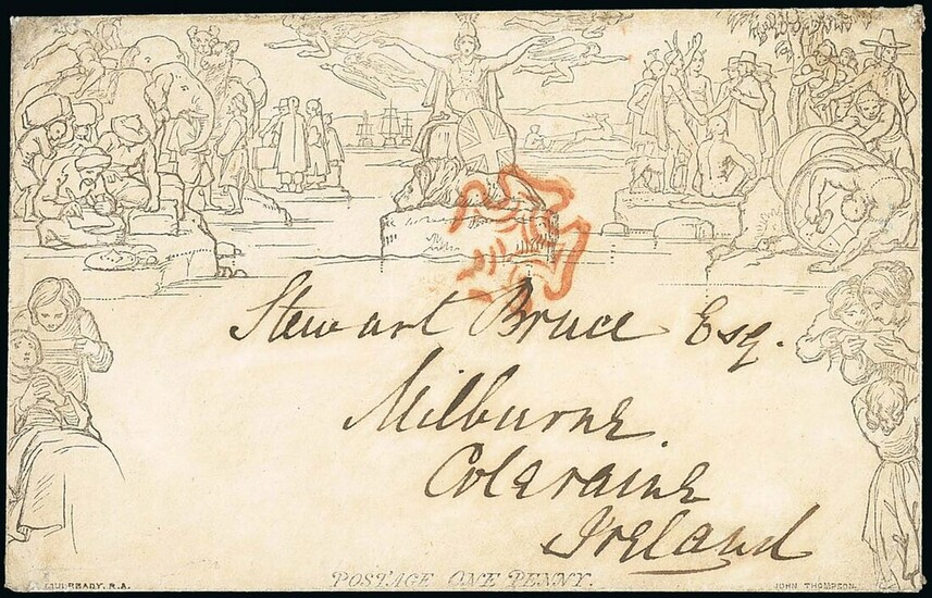 Great Britain 1840 Mulready May Dates 6 May, 1d. A147 lettersheet from London to Coleraine, Ire...