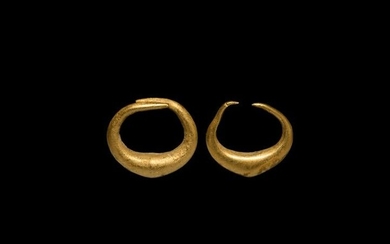 Greek Gold Leech-Shaped Earring Pair