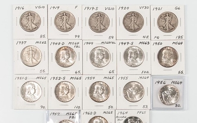 Group of Mostly Walking Liberty and Franklin Half Dollars