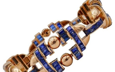 Gubelin Vintage Bracelet 18k Gold Sapphire Estate Jewelry