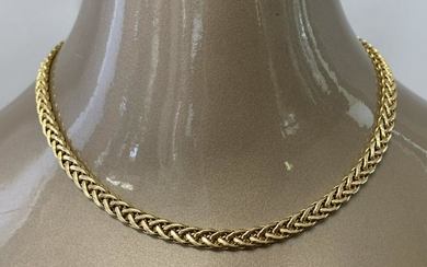 HEAVY 14K YELLOW GOLD BRAIDED CHAIN NECKLACE 17"