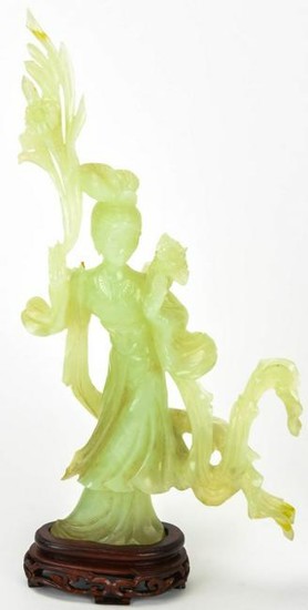 Hand Carved Chinese Green Jade Figurine Statue