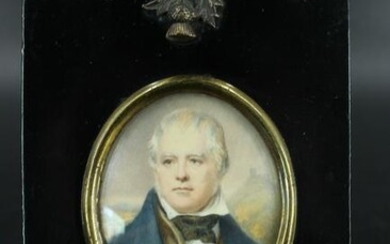 Hand Painted Miniature Portrait Sir Walter Scott