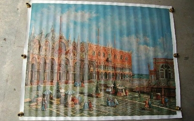 Hand Painted scene of " ITALY" on canvas + + chalice