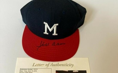 Hank Aaron Signed 1957 Milwaukee Braves Model Hat JSA COA