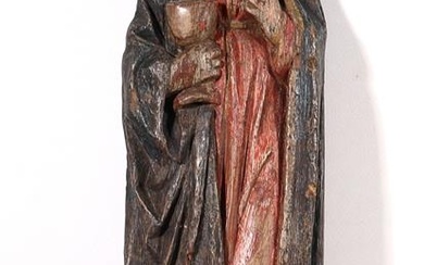 (-), Heilige Barbara, hand gestoken lindehouten sculptuur met...