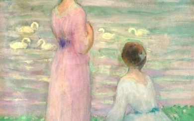 Henri Lebasque Women at Waters Edge Oil Painting