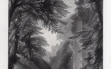 Henry Jutsum 1800s Engraving A Walk in the Park Framed Signed