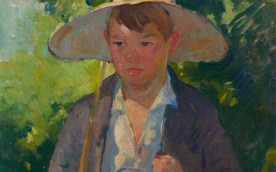 Herman Wessel (American, 1878-1969) A Bad Day (Portrait of a Boy in a Broad-brimmed Hat) signed 'H.H. Wessel' (lower left), signed and titled (on the stretcher) 28 5/8 x 23 1/2 in.