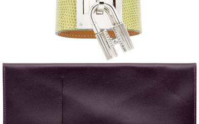 Hermès Set of Three: Lizard Kelly Dog Cuff Bracelet,...