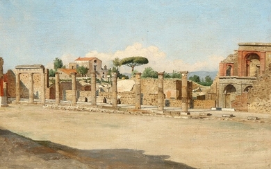 I. T. Hansen: View from Pompei. Signed and dated I. T. Hansen 1902. Oil on canvas. 21×30.5 cm.