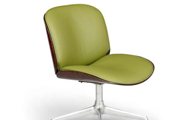 ICO PARISI A rosewood office chair with green...
