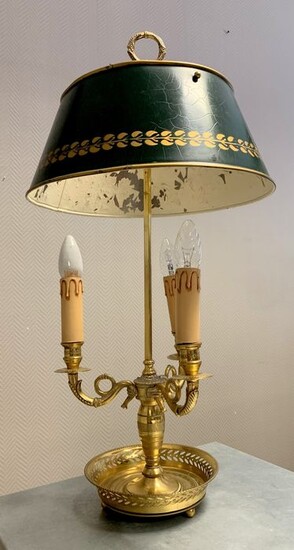 Important Empire hot water bottle lamp in gilded bronze and painted sheet metal - Bronze (gilt) - Early 20th century