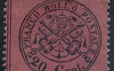 Italian Ancient States - Papal State 1868 - 20 cents brownish red, well notched. - Sassone N. 27