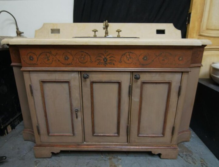 Italian Style Marble top Vanity with copper sink