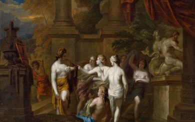 JACOB VAN HAL(1672 Anvers 1750)Bain de Diane. Huile sur toile. Signé en bas à droite...