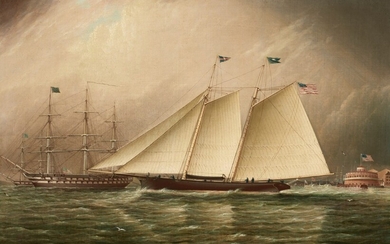 James E. Buttersworth (1817-1894), Dauntless Off Castle Garden, Bound for the English Channel