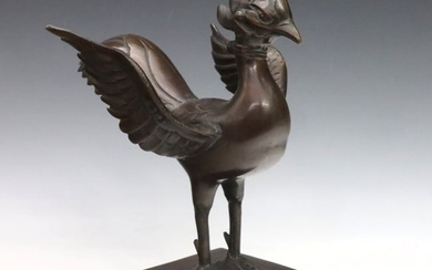 Japanese Bronze Figure of a Rooster