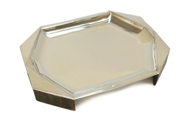 Jean Puiforcat 950 Silver & Wooden Art Deco Footed Tray
