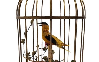Karl Griesbaum German Automaton Birdcage Singing Bird in a Cage Music Box Antique