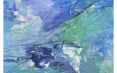 Kate Shlepova; Teal Illusion; 92 x 92 cm; Acrylic on canvas, mix media;