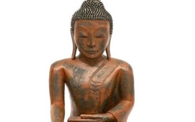 LARGE BUDDHA SCULPTURE IN DRY LACQUER