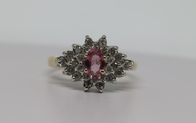 Ladies Diamond & Pink Sapphire Ring