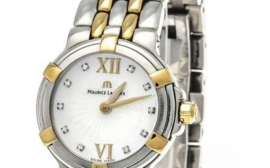 Ladies quartz watch, Maurice Lacroix, bicolor, ref. CA 1102, silverf. dial with guillochÃ©, indices