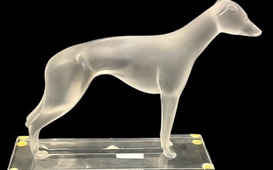 Lalique France Frosted Crystal “Perceval?? Greyhound Sculpture