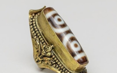 Large Tibetan Dzi Bead Ring