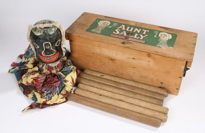 Late 19th Century boxed Aunt Sally, the box with the