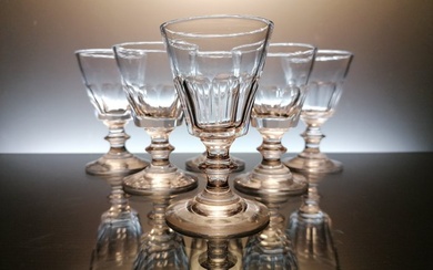 Le Creusot / Baccarat / Saint Louis - Drinking glass (6) - wine / port glasses "Caton" early 19th century - Crystal, Glass