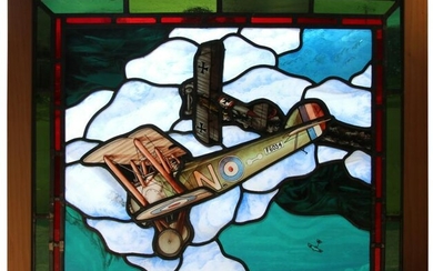 Leaded & Stained Glass Airplane Window