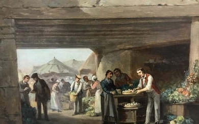 Leonard Saurfelt (c.1840-?) - Scène de marché