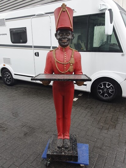 Lifesize Wooden Butler Statue with Tray