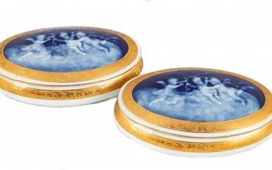 Limoges Pate-Sur-Pate Covered Dresser Boxes