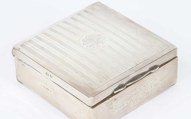 Lot details A George V silver clad table cigarette box,...