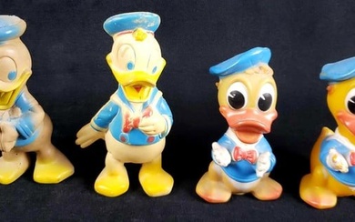 Lot of 4 Vintage Squeaking Donald Duck Rubber Ducks