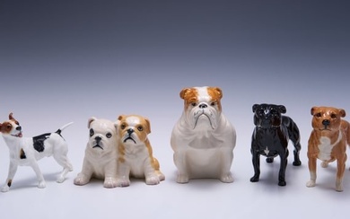 Lot of Royal Doulton Dog Figurines- Bulldogs, etc.
