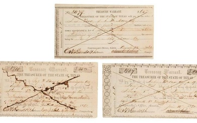 Lot of Three of State of Texas Treasury Notes for Frontier Protection, 1861
