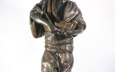 Louis Hottot (1829-1905) - Sculpture, homme à la pipe - 53 cm - polychrome regulates