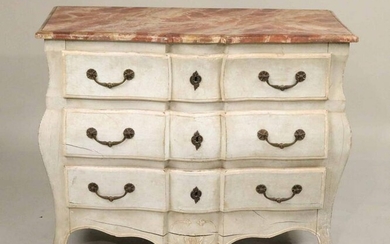 Louis XV Style Paint-Decorated Bombe Commode