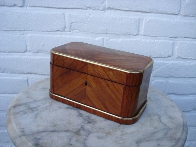 Luxury rosewood tea box with brass piping - Napoleon III - Rosewood - mid 19th century