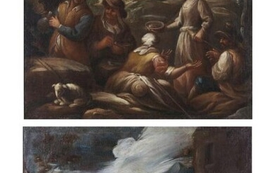 MATTEO GHIDONI A pair of paintings depicting peasants
