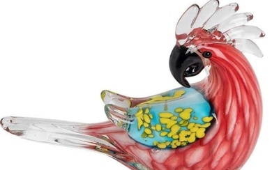 MURANO Art Glass Multi Colored Exotic Bird Sculpture