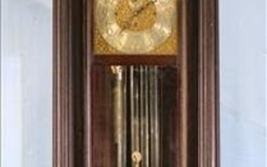 Mahogany grandfather clock with reeded column front