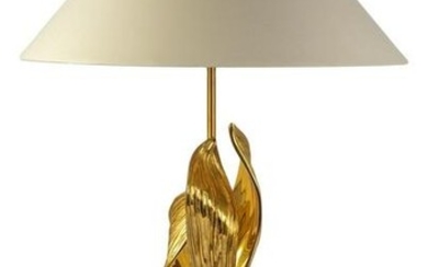 Maison Charles Paris French Dore Bronze Leaf Lamp