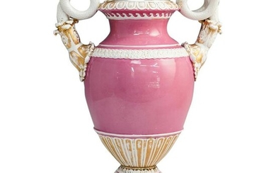 Meissen Serpentine Pink Porcelain Urn